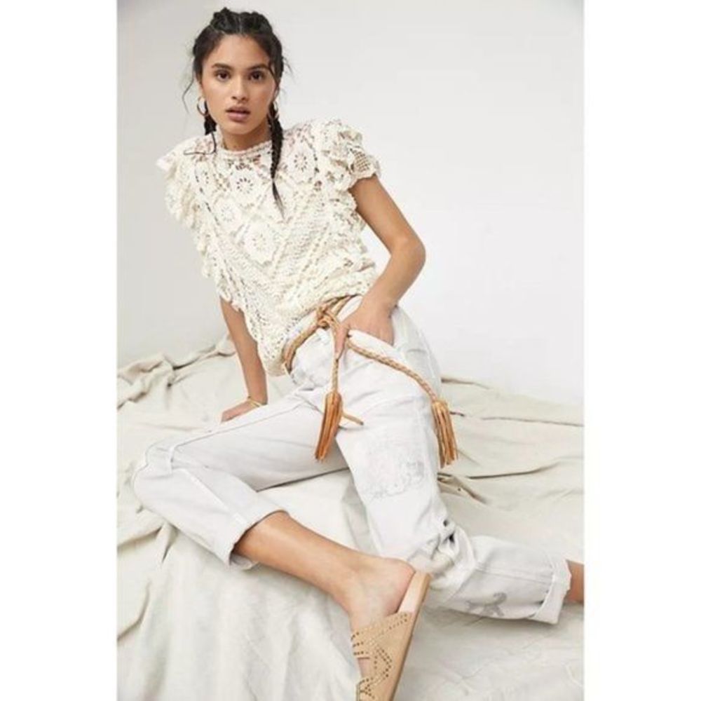 Anthropologie Pilcro Central League Wanderer Cargo Pants Jeans Ivory 28